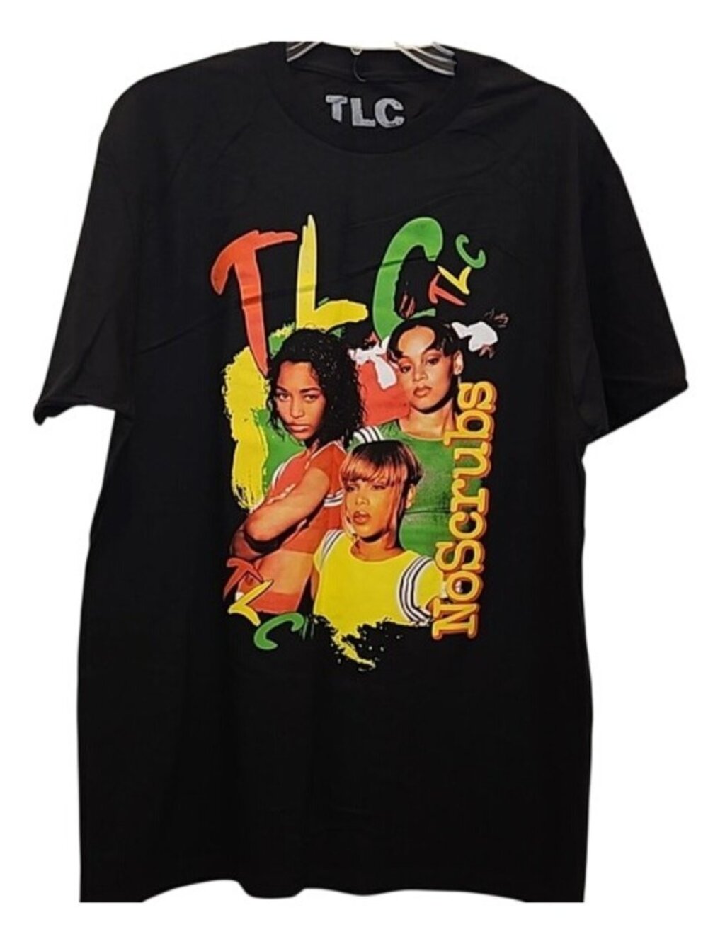TLC Band Graphic Tee Large Unisex New 90's Hip Hop T-shirt Black No Scrubs